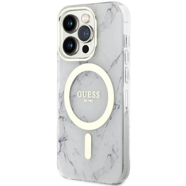 Guess "Marble Collection" Printed Stripe Θήκη προστασίας MagSafe με όψη μαρμάρου για Apple iPhone 14 Pro Max - Marble / White – εικόνα 4