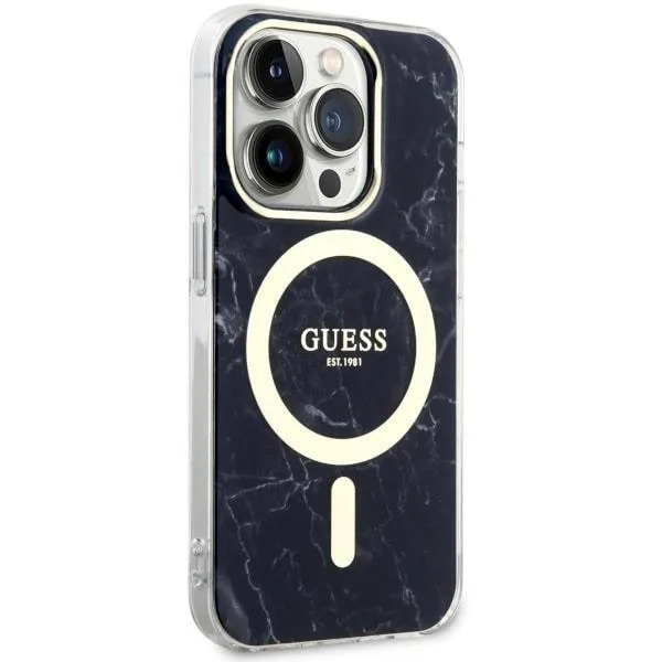 Guess "Marble Collection" Printed Stripe Θήκη προστασίας MagSafe με όψη μαρμάρου για Apple iPhone 14 Pro Max - Marble / Black – εικόνα 3