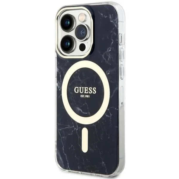 Guess "Marble Collection" Printed Stripe Θήκη προστασίας MagSafe με όψη μαρμάρου για Apple iPhone 14 Pro Max - Marble / Black – εικόνα 5
