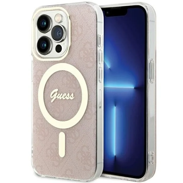 Guess 4g Θήκη προστασίας συμβατή με MagSafe για Apple iPhone 15 Pro Max - Ροζ