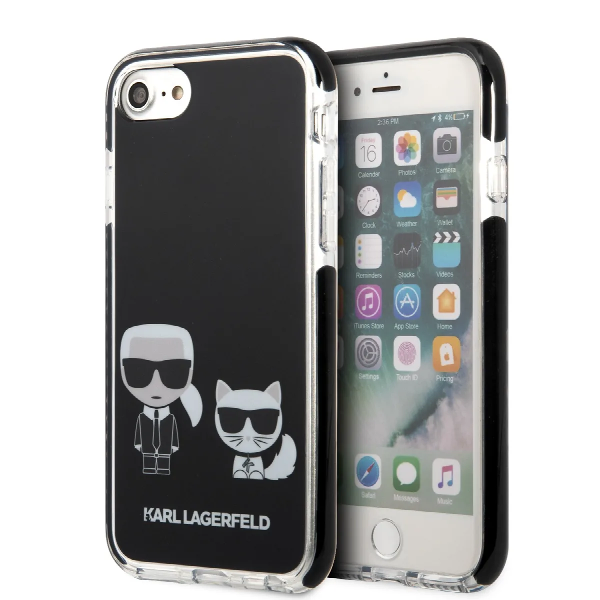 Karl Lagerfeld Ikonik Case “Karl & Choupette” Θήκη προστασίας από σκληρό πλαστικό – iPhone 7/8/SE Μαύρο – KLHCI8TPEKCK
