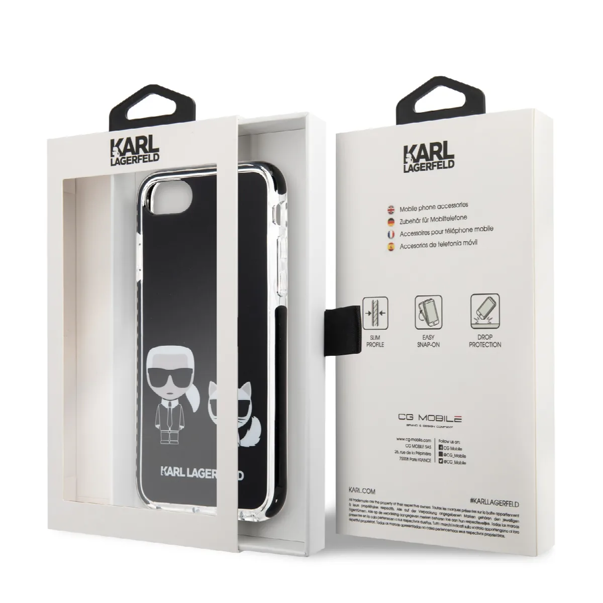 Karl Lagerfeld Ikonik Case “Karl & Choupette” Θήκη προστασίας από σκληρό πλαστικό – iPhone 7/8/SE Μαύρο – KLHCI8TPEKCK – εικόνα 4