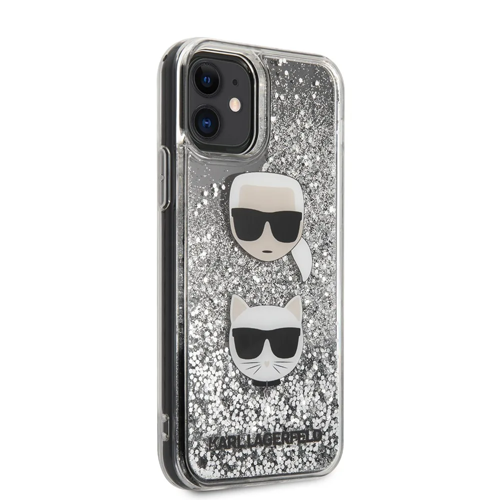 Karl Lagerfeld Liquid Glitter Case 2 Heads Θήκη προστασίας – iPhone 11 Black/Glitter Silver – KLHCN61KCGLSL – εικόνα 2
