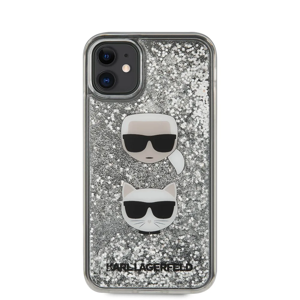 Karl Lagerfeld Liquid Glitter Case 2 Heads Θήκη προστασίας – iPhone 11 Black/Glitter Silver – KLHCN61KCGLSL – εικόνα 3