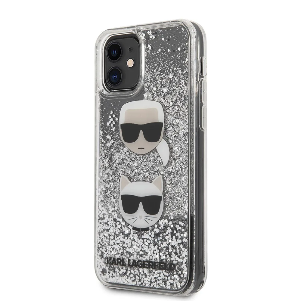 Karl Lagerfeld Liquid Glitter Case 2 Heads Θήκη προστασίας – iPhone 11 Black/Glitter Silver – KLHCN61KCGLSL – εικόνα 4