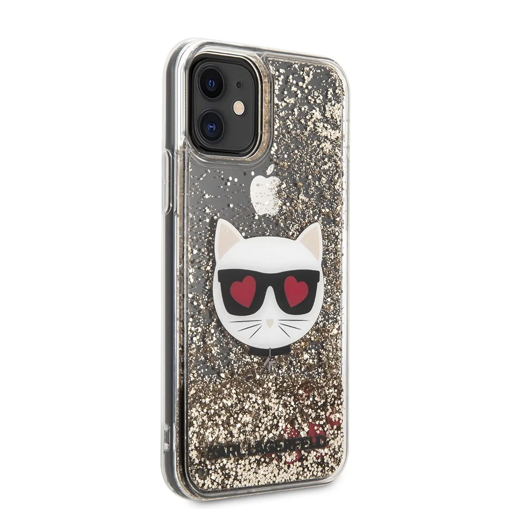 Karl Lagerfeld Liquid Glitter Case Choupette's Heads Θήκη προστασίας – iPhone 11 Black/Glitter Gold – εικόνα 2