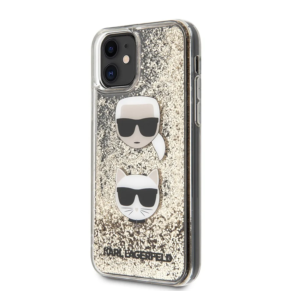 Karl Lagerfeld Liquid Glitter Case 2 Heads Θήκη προστασίας – iPhone 11 Black/Glitter – Gold KLHCN61KCGLGO – εικόνα 4