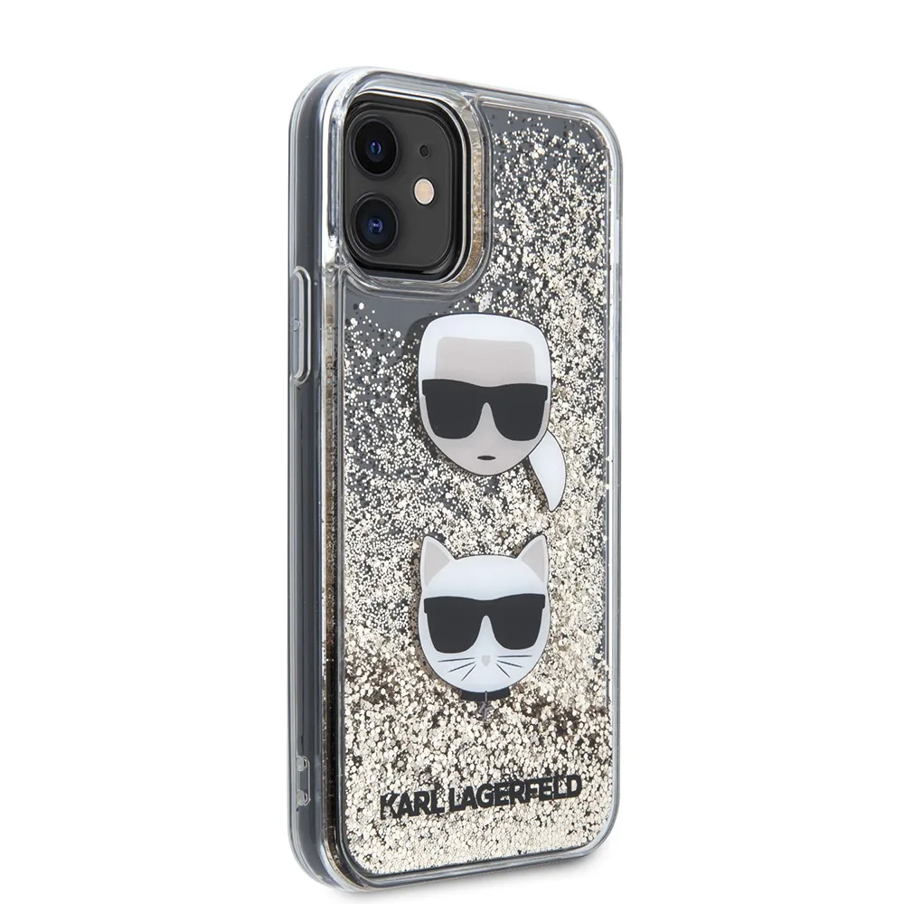 Karl Lagerfeld Liquid Glitter Case 2 Heads Θήκη προστασίας – iPhone 11 Black/Glitter – Gold KLHCN61KCGLGO – εικόνα 2