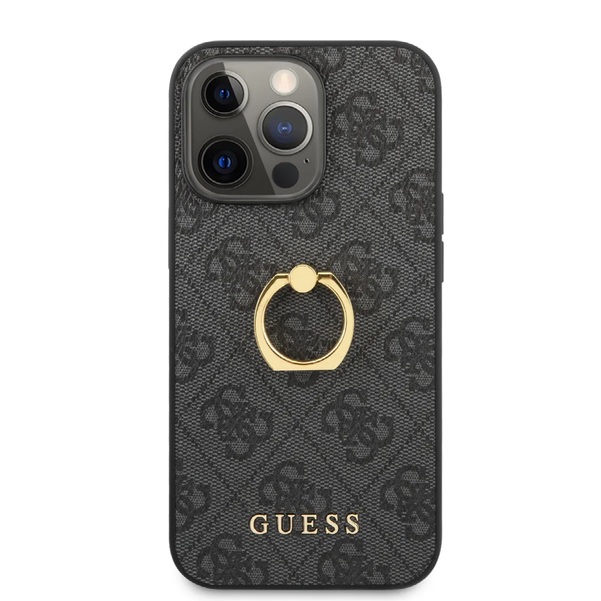 Guess "4G Logo Ring Collection" Hard Case PU Leather Θήκη προστασίας από δερματίνη – iPhone 13 Pro Black – εικόνα 3