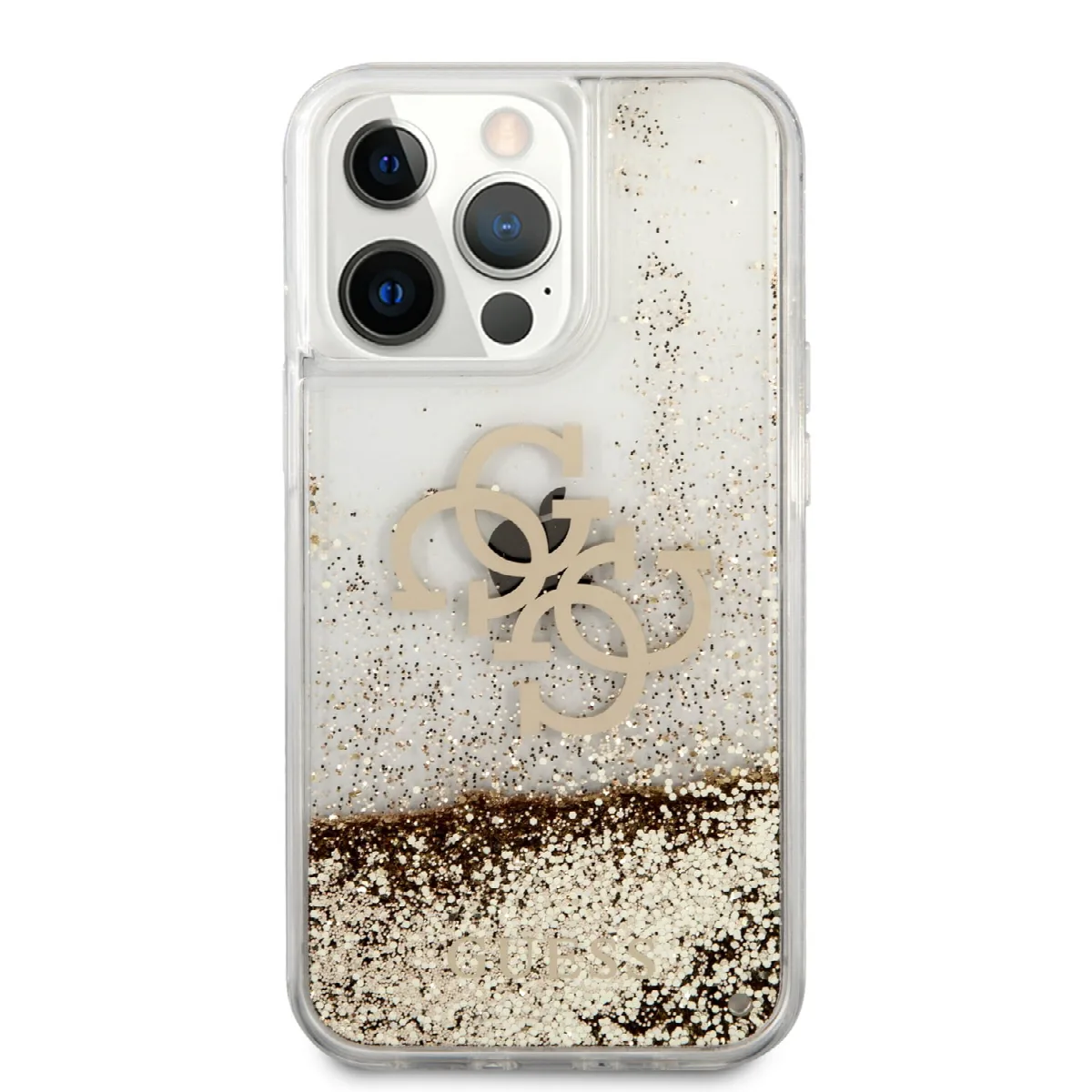 Guess "4G Logo Collection" Θήκη προστασίας – iPhone 13 Pro Clear/Glitter Gold – εικόνα 3