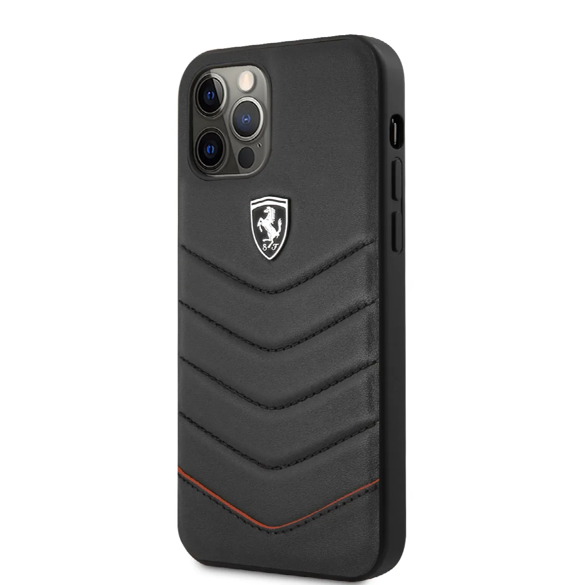 Ferrari "Off Track" Quilted Leather Case Θήκη προστασίας από γνήσιο καπιτονέ δέρμα – iPhone 12 Pro Max Μαύρη/Quilted Leather/3D – εικόνα 4
