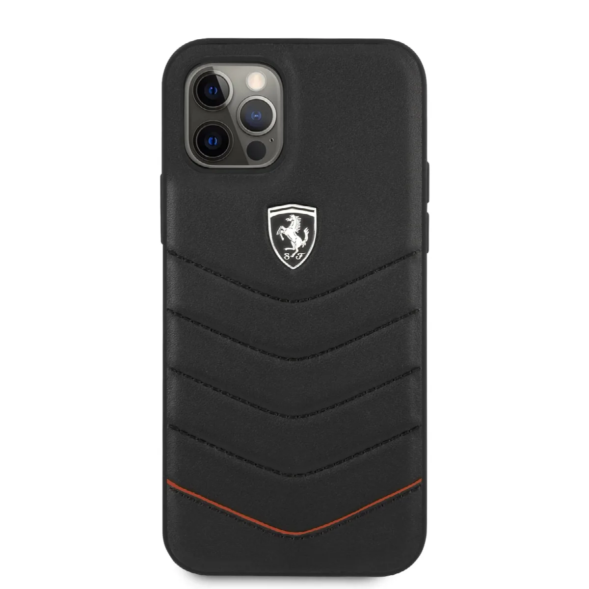 Ferrari "Off Track" Quilted Leather Case Θήκη προστασίας από γνήσιο καπιτονέ δέρμα – iPhone 12 Pro Max Μαύρη/Quilted Leather/3D – εικόνα 3