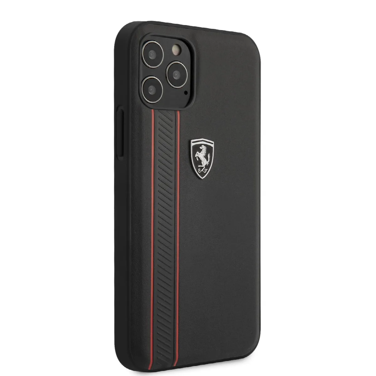 Ferrari "Off Track" Hard Leather Case with Embossed Stripes Θήκη προστασίας από γνήσιο δέρμα – iPhone 12 Pro Max Μαύρη/Leather/3 – εικόνα 2