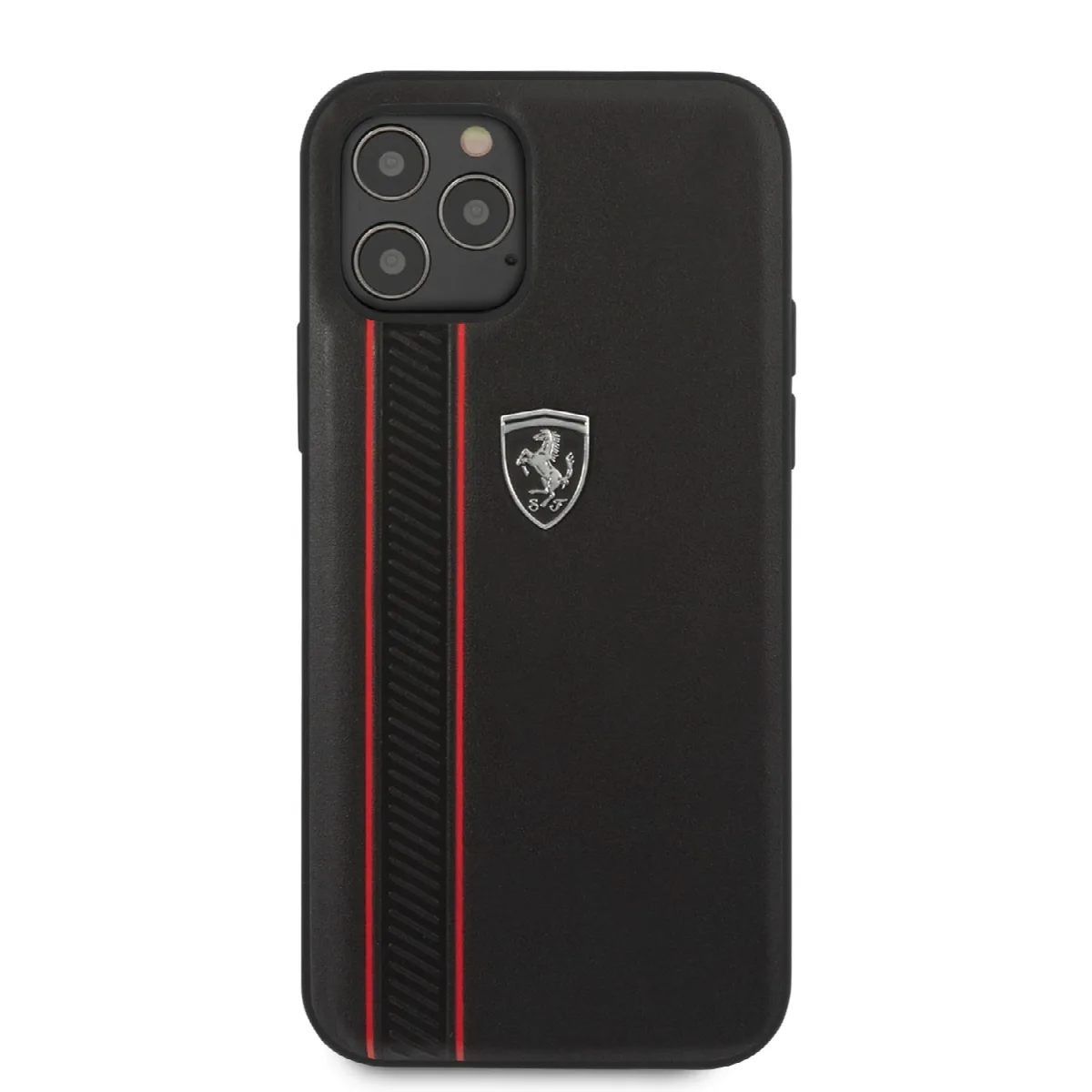 Ferrari "Off Track" Hard Leather Case with Embossed Stripes Θήκη προστασίας από γνήσιο δέρμα – iPhone 12 Pro Max Μαύρη/Leather/3 – εικόνα 3
