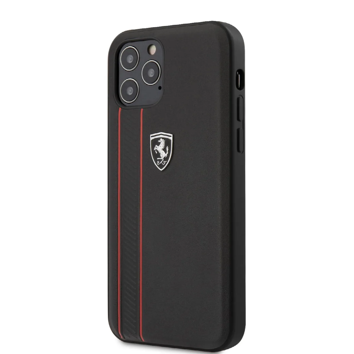 Ferrari "Off Track" Hard Leather Case with Embossed Stripes Θήκη προστασίας από γνήσιο δέρμα – iPhone 12 Pro Max Μαύρη/Leather/3 – εικόνα 4