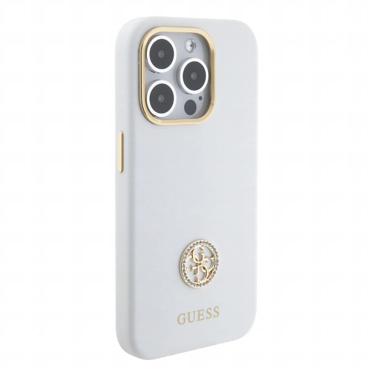Guess "4G Strass Logo Collection" Case Θήκη προστασίας από σιλικόνη – iPhone 15 Pro White – GUHCP15LM4DGPH – εικόνα 2