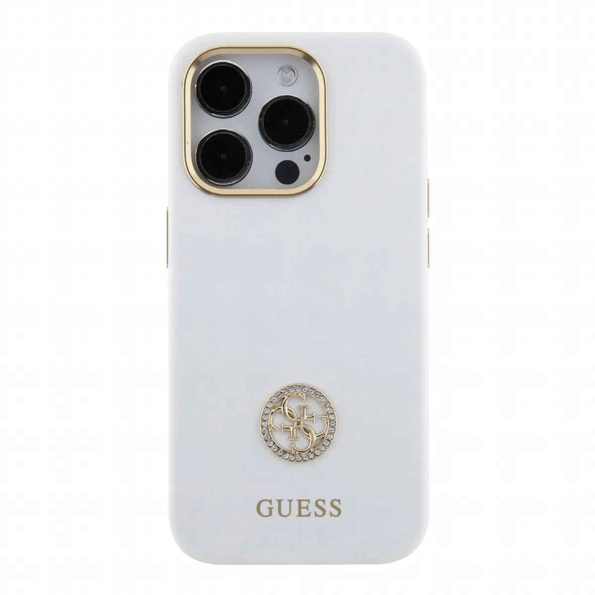Guess "4G Strass Logo Collection" Case Θήκη προστασίας από σιλικόνη – iPhone 15 Pro White – GUHCP15LM4DGPH – εικόνα 4