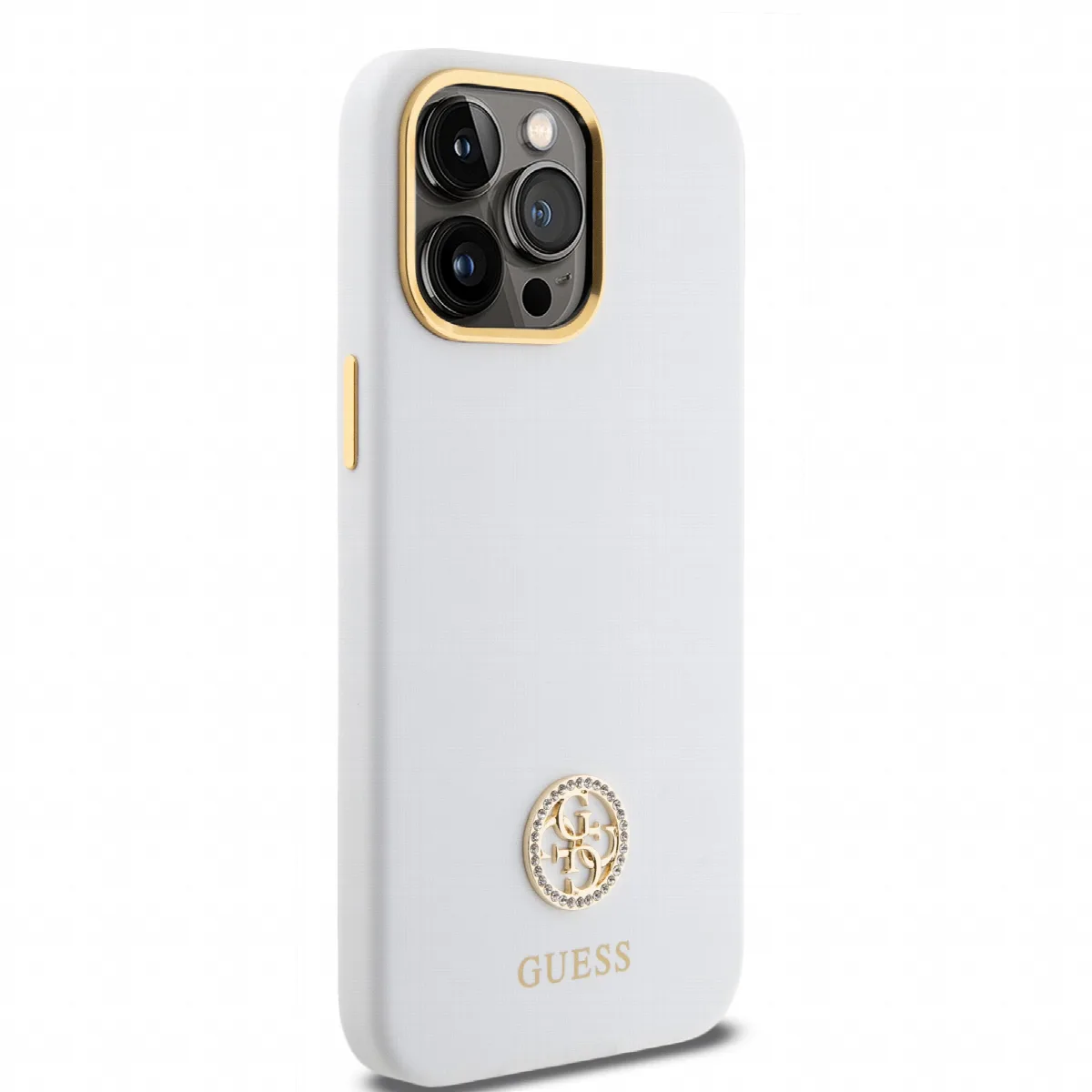 Guess 4G Strass Logo Collection Silicone Case Apple iPhone 15 Pro Max White – εικόνα 2