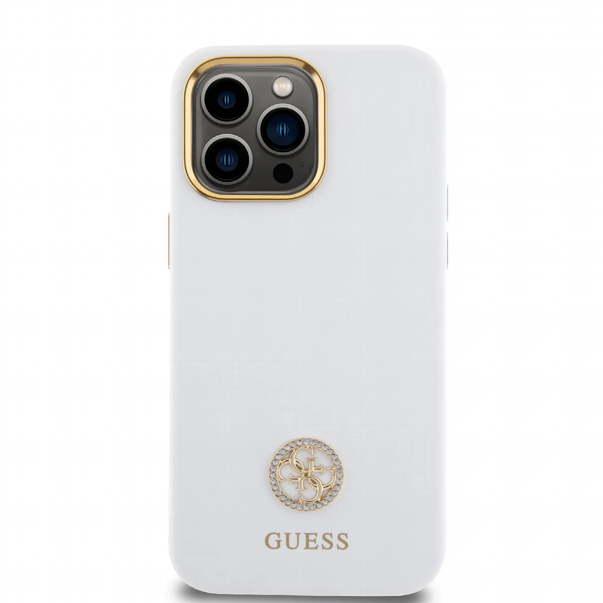 Guess 4G Strass Logo Collection Silicone Case Apple iPhone 15 Pro Max White – εικόνα 4