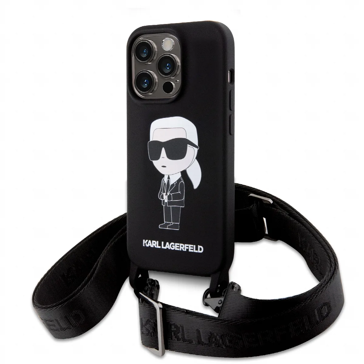 Karl Lagerfeld Crossbody NFT Cardslot Ikonik Saffiano Hard Case Karl and Choupette Θήκη προστασίας από δερματίνη με λουράκι – iP