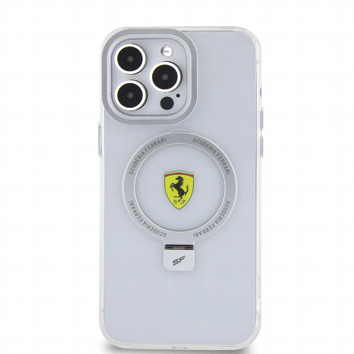 Ferrari Magsafe Ringstand Case – Θήκη προστασίας από σκληρό πλαστικό για iPhone 15 Pro Max Silver – FEHMP15XUSCAS – εικόνα 4