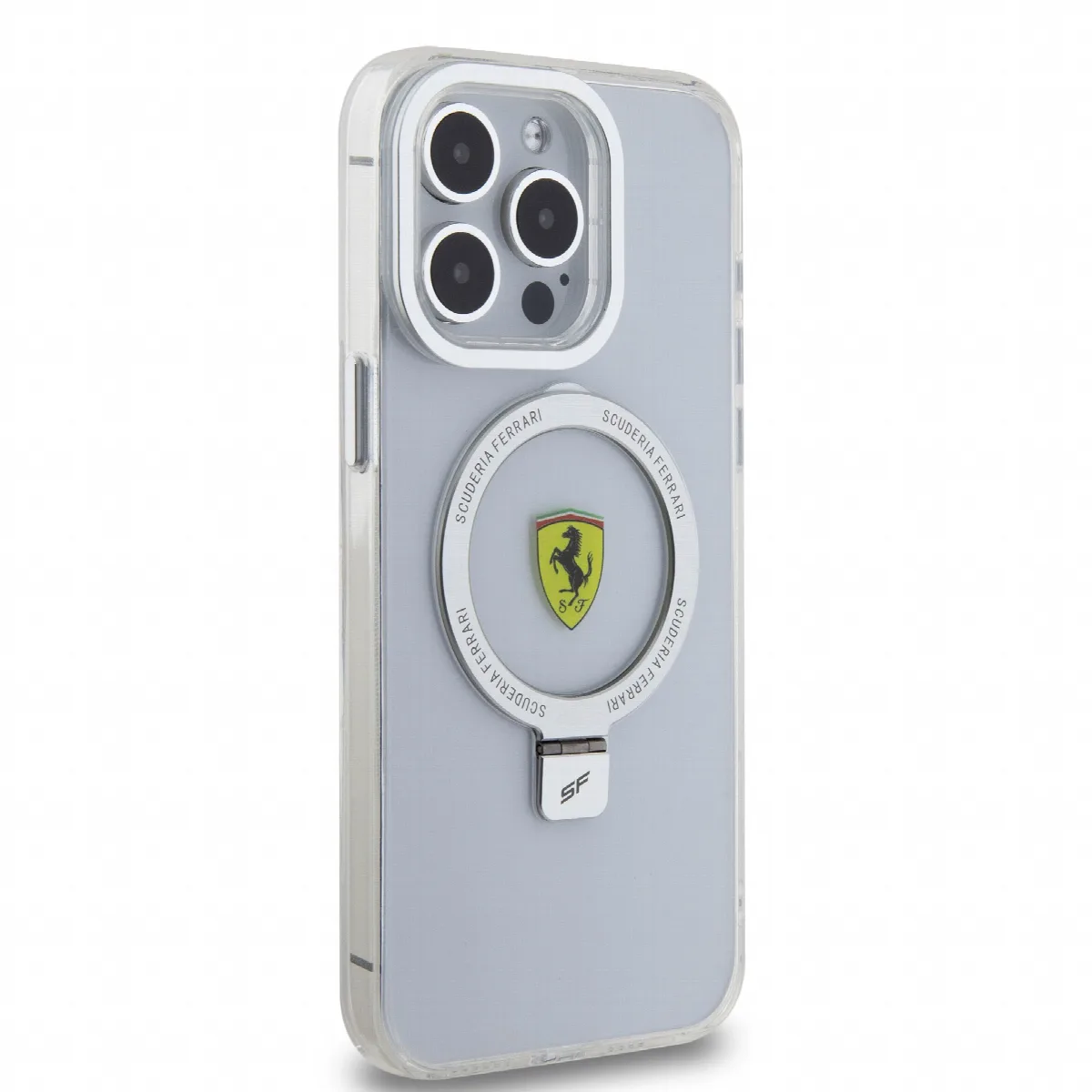 Ferrari Magsafe Ringstand Case – Θήκη προστασίας από σκληρό πλαστικό για iPhone 15 Pro Max Silver – FEHMP15XUSCAS – εικόνα 2