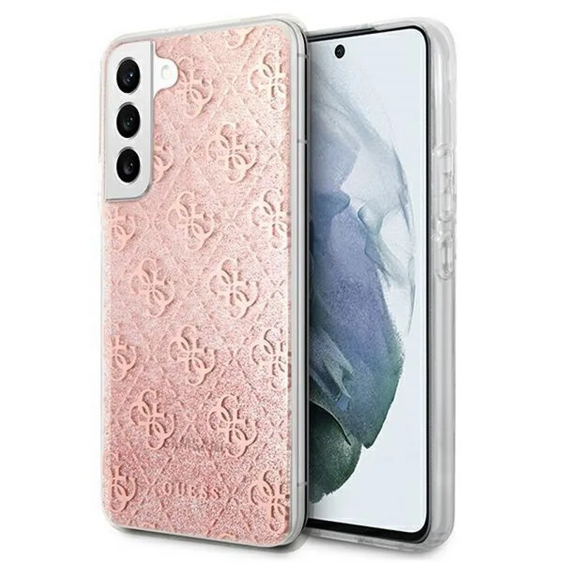 Guess "4G Logo Collection" Θήκη προστασίας από Liquid Glitter σιλικόνη – Galaxy S22 Plus Pink