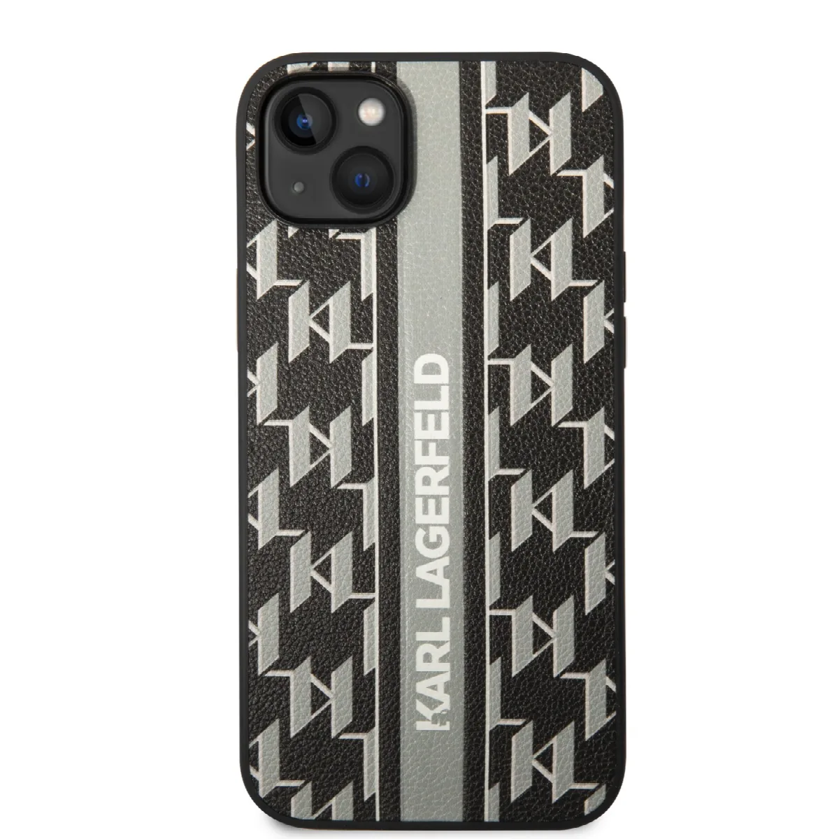 Karl Lagerfeld Monogram Stripe Back Cover PU Leather Case Θήκη προστασίας από δερματίνη – iPhone 14 Plus Γκρι - KLHCP14MPGKLSKG – εικόνα 4