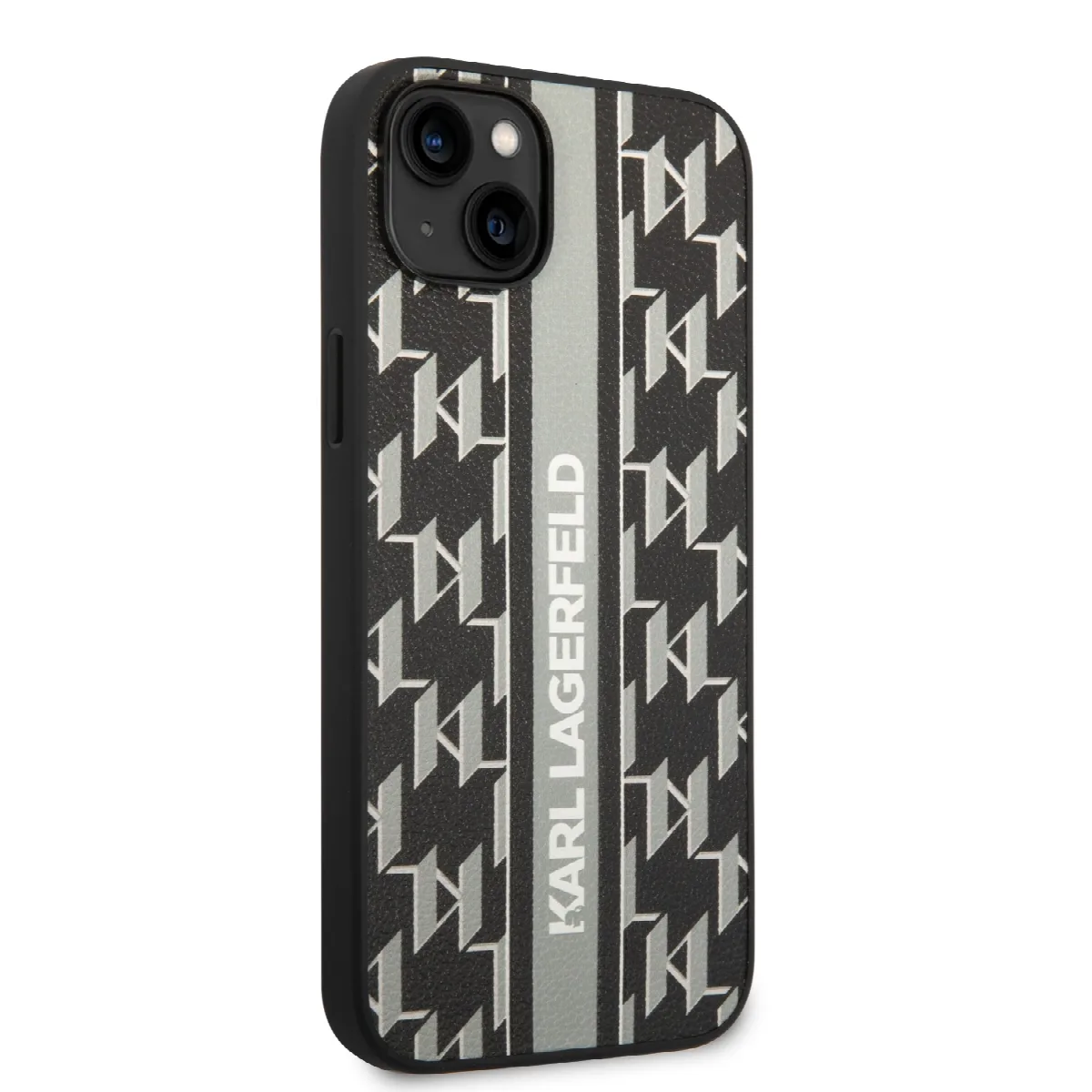 Karl Lagerfeld Monogram Stripe Back Cover PU Leather Case Θήκη προστασίας από δερματίνη – iPhone 14 Plus Γκρι - KLHCP14MPGKLSKG – εικόνα 2