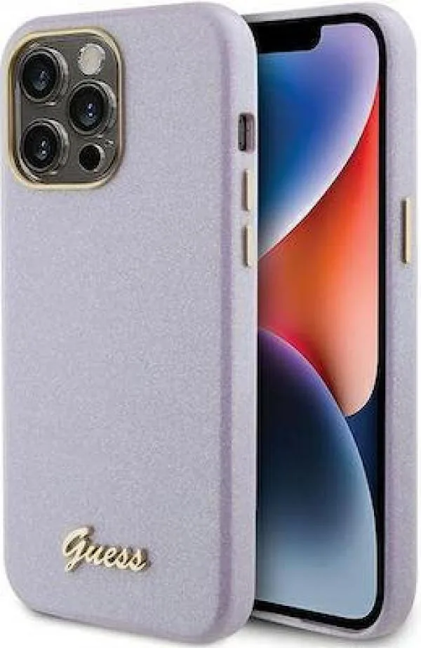 Guess Glitter Full Wrapped Glossy with Vintage Script Logo Silicone Case Apple iPhone 15 Pro Max Gli