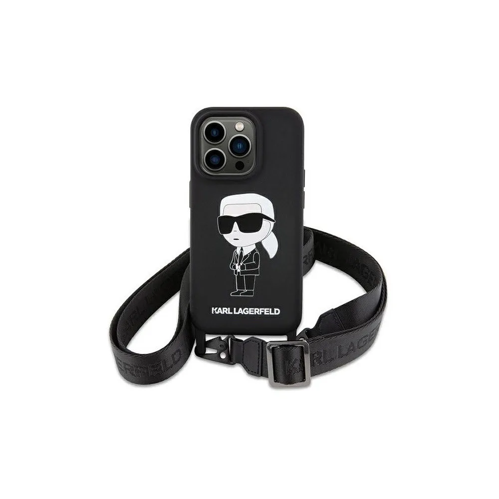 Karl Lagerfeld Crossbody Ikonik Hard Case Θήκη προστασίας από σιλικόνη – iPhone 15 Black – KLHCP15SSCBSKNK