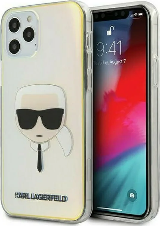 Karl Lagerfeld "Karl's Head" Θήκη προστασίας από ιριδίζουσα σιλικόνη για iPhone 12 / 12 Pro Clear – KLHCP12MPCKHML