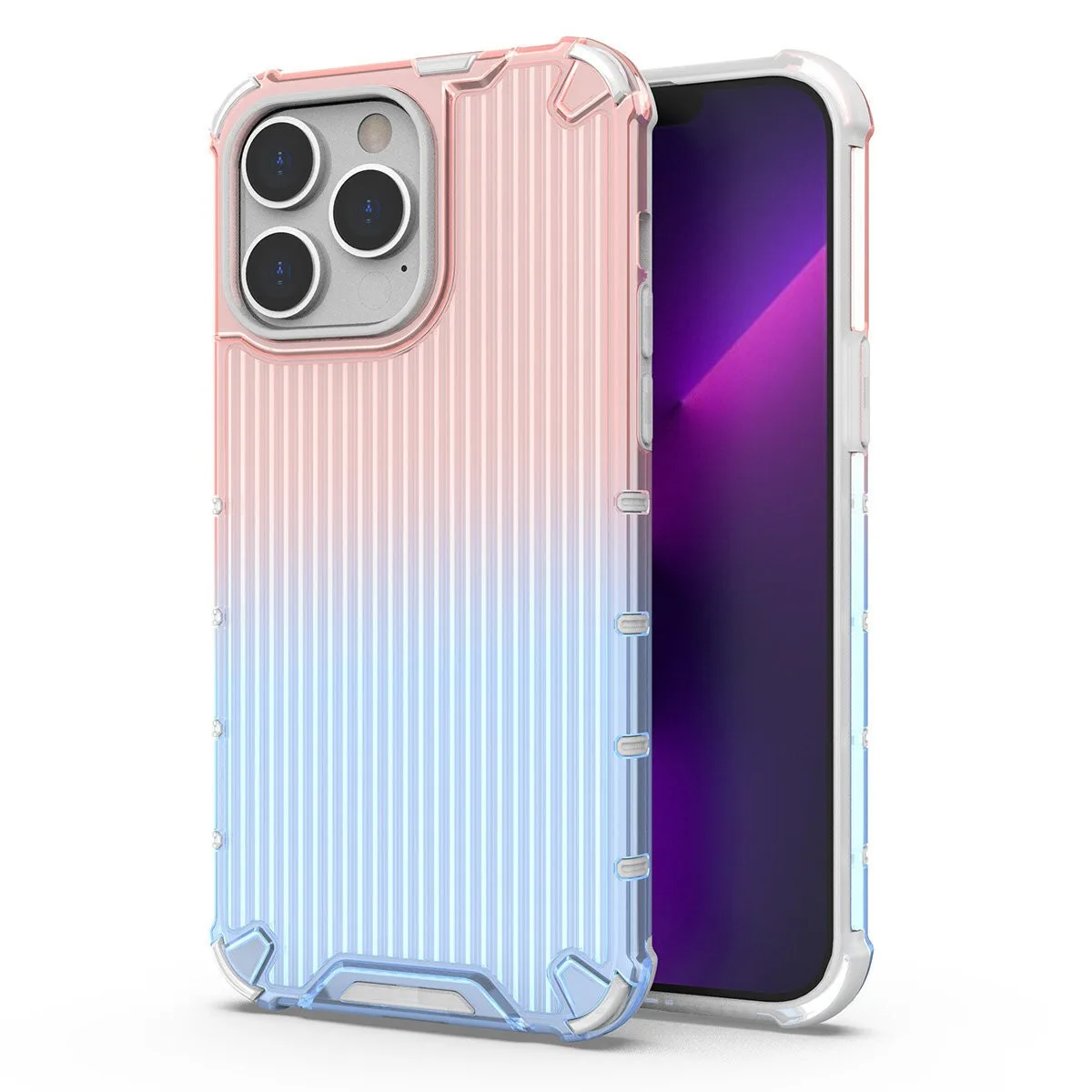 Θήκη για iPhone 14 Pro Max Hurtel Ombre Protect Armored Back Cover - Ροζ / Μπλε