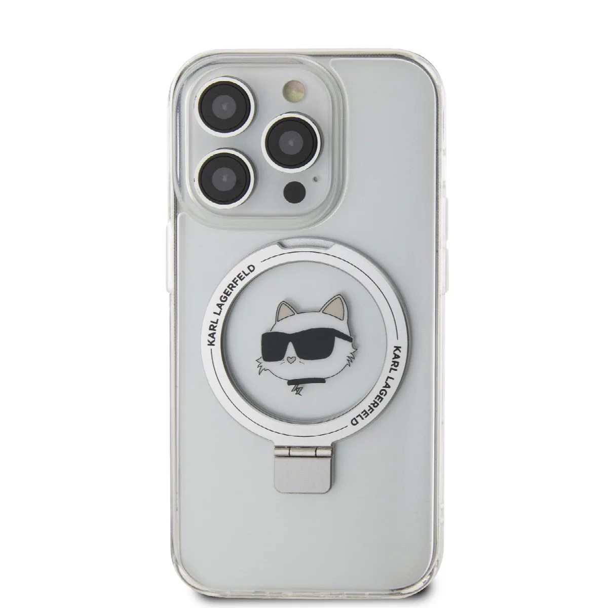 Karl Lagerfeld Magsafe Ringstand Case "Choupette's Head" Θήκη προστασίας από σκληρό πλαστικό για iPhone 15 Pro White – KLHMP15LH – εικόνα 4