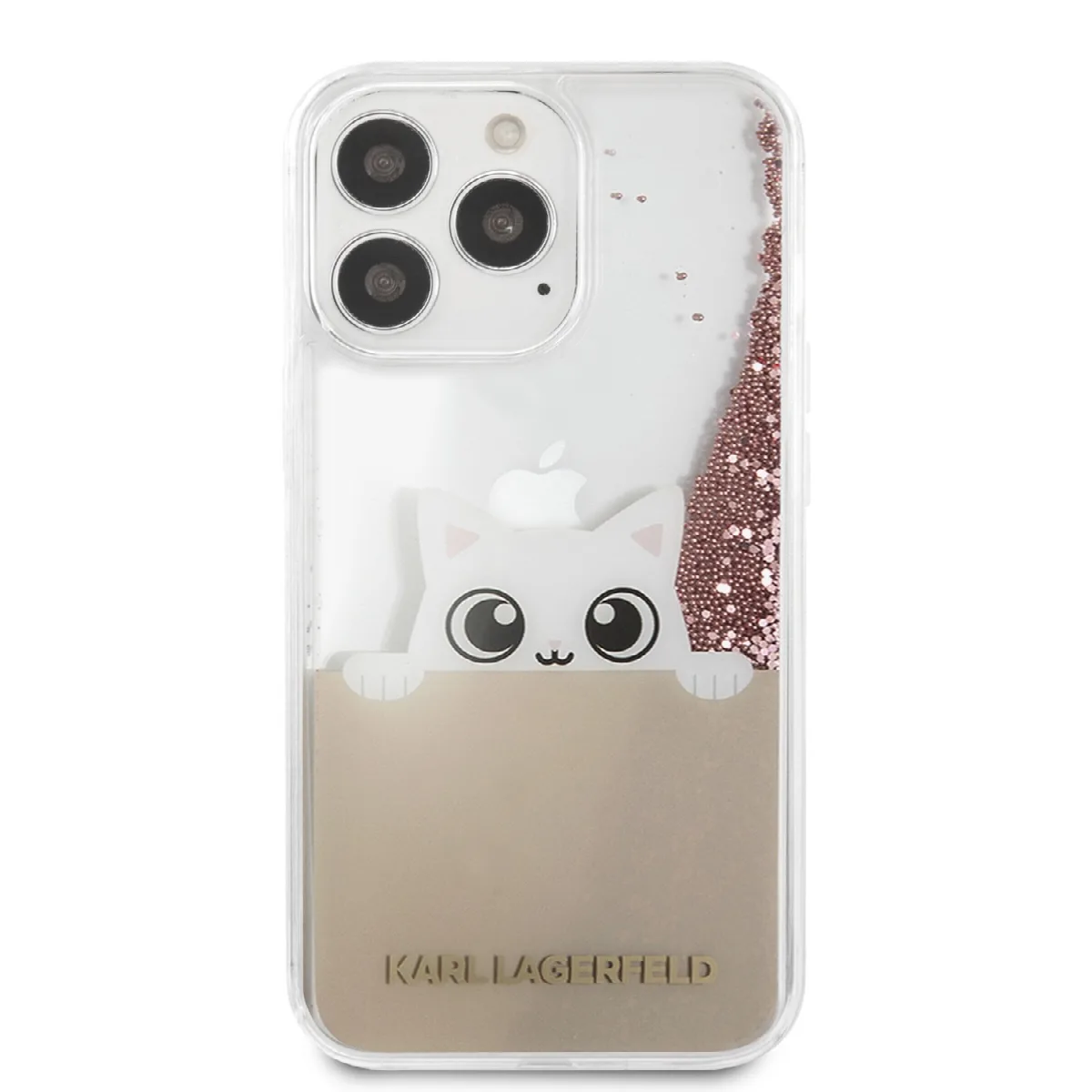 Karl Lagerfeld Liquid Glitter Case "Peek a Boo Cover" Θήκη προστασίας – iPhone 13 Pro Max Clear/Glitter Pink – εικόνα 3