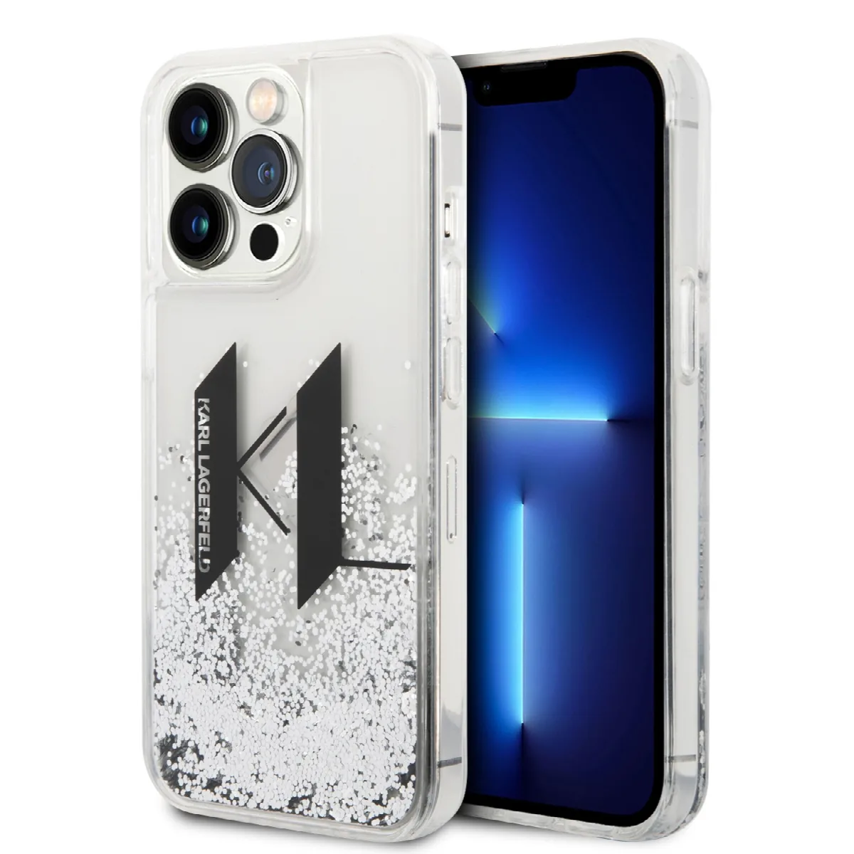 Karl Lagerfeld Glitter Big KL Logo Liquid Glitter Case Θήκη προστασίας από σιλικόνη – iPhone 14 Pro Max Μαύρο – KLHCP14XLBKLCS
