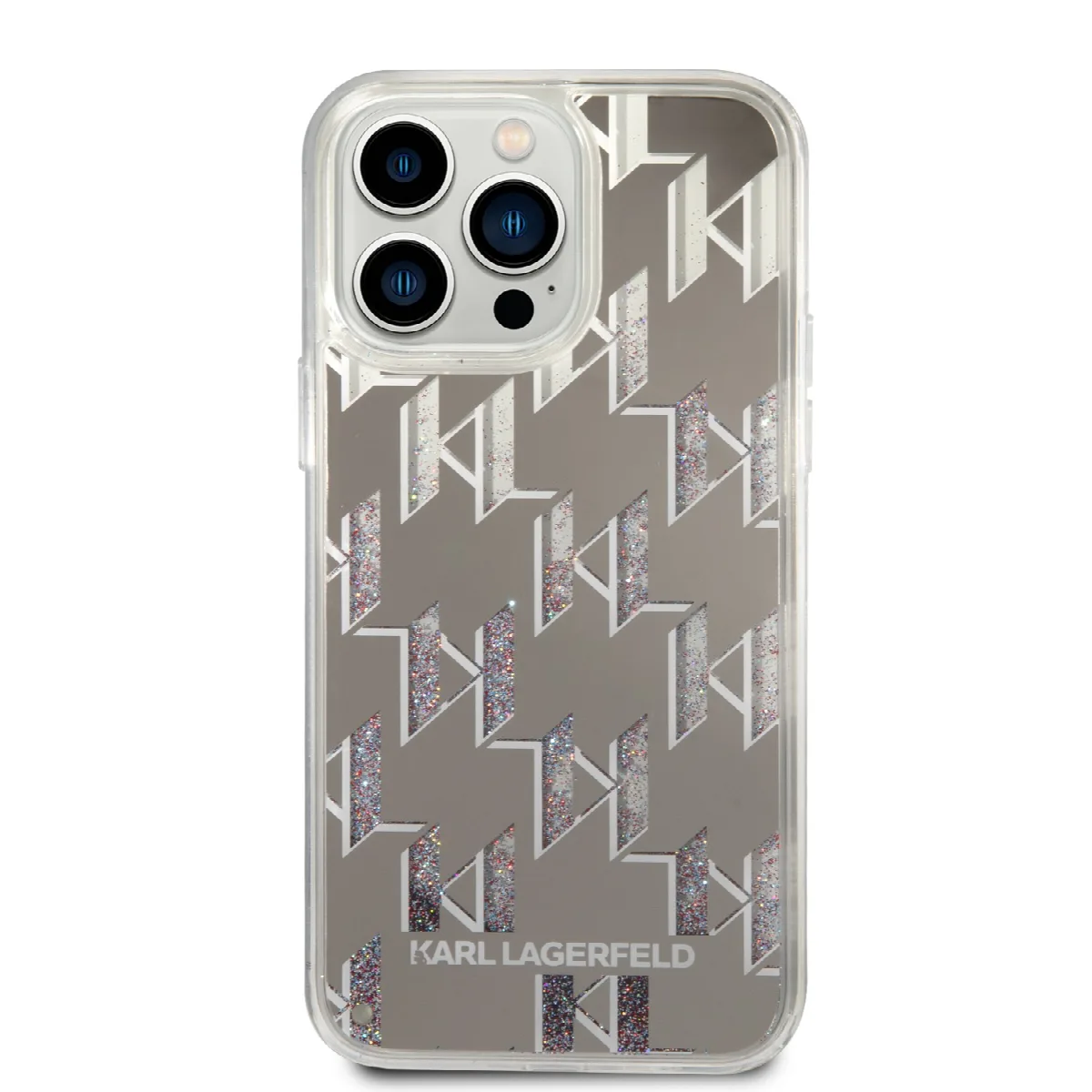 Karl Lagerfeld Monogram Liquid Glitter Case Θήκη προστασίας από σιλικόνη – iPhone 14 Pro Max Ασημί – KLHCP14XLMNMS – εικόνα 2