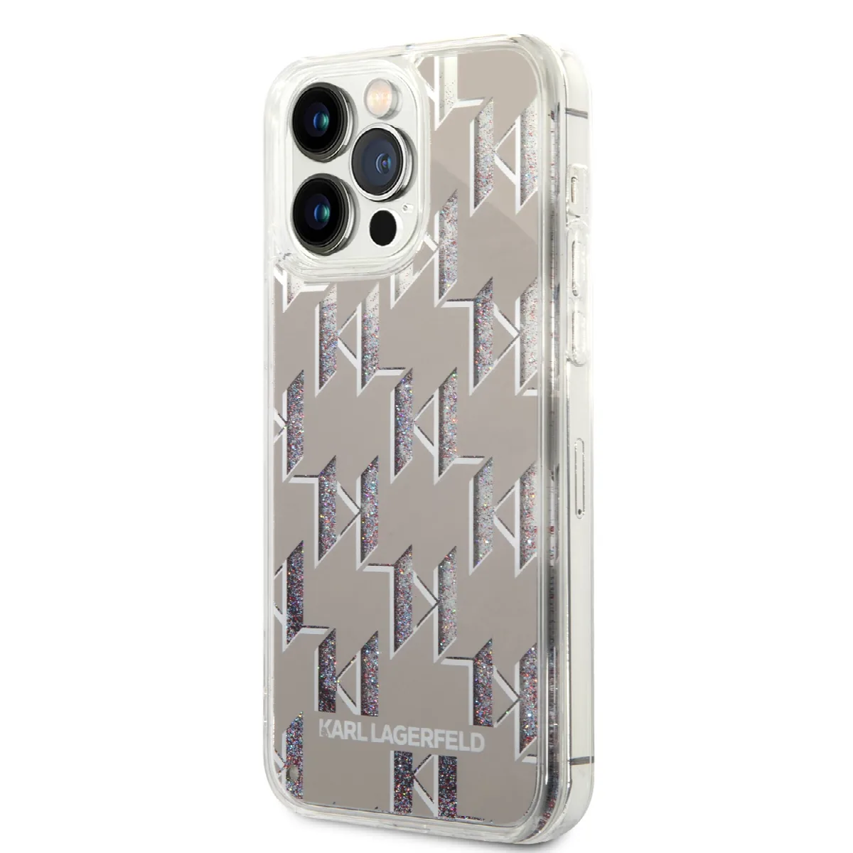 Karl Lagerfeld Monogram Liquid Glitter Case Θήκη προστασίας από σιλικόνη – iPhone 14 Pro Max Ασημί – KLHCP14XLMNMS – εικόνα 4