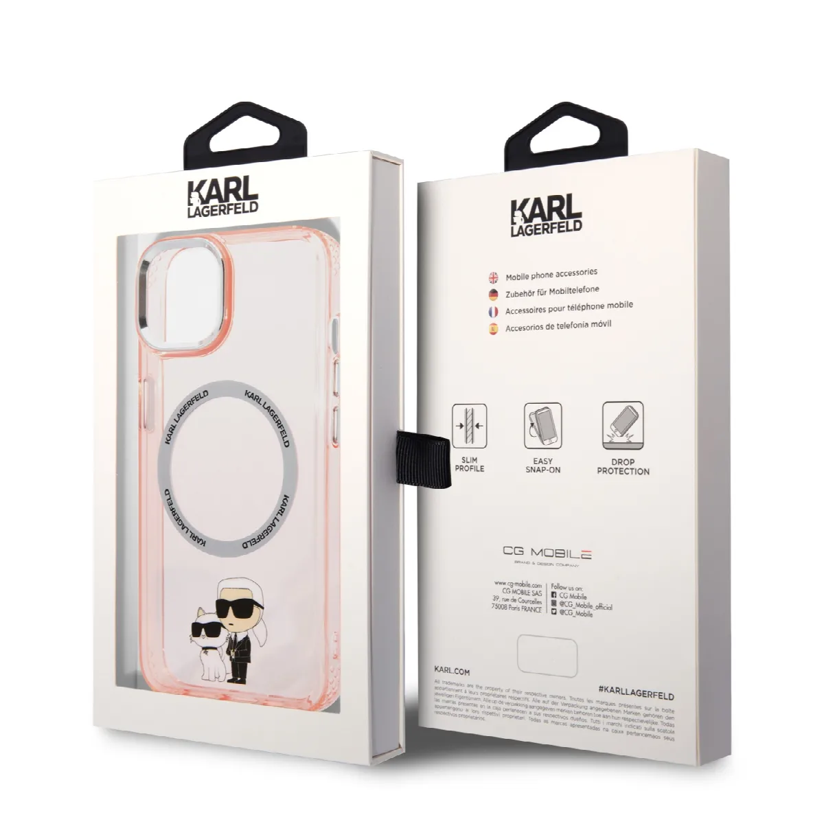 Karl Lagerfeld Magsafe Ringstand Case IML NFT Karl+Choupette Θήκη προστασίας από σκληρό πλαστικό για iPhone 14 Pink – KLHMP14SHN – εικόνα 4