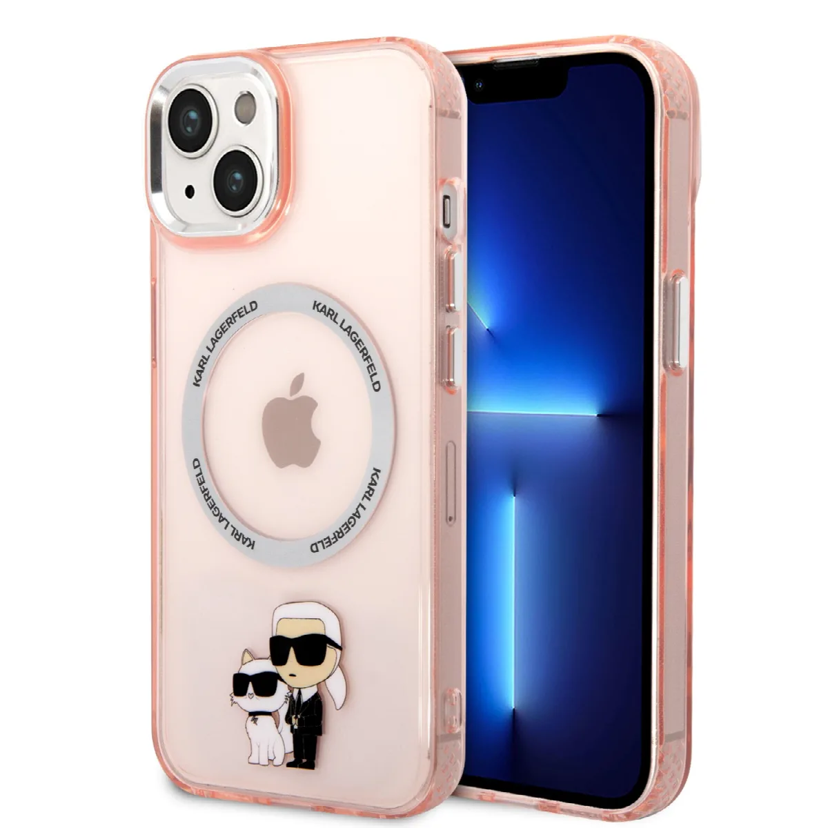 Karl Lagerfeld Magsafe Ringstand Case IML NFT Karl+Choupette Θήκη προστασίας από σκληρό πλαστικό για iPhone 14 Pink – KLHMP14SHN