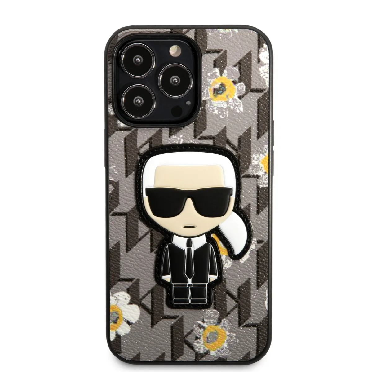 Karl Lagerfeld Flower Mono Ikonik Patch Case Θήκη προστασίας από δερματίνη – iPhone 13 Pro Γκρι – KLHCP13LPMNFIK1 – εικόνα 2