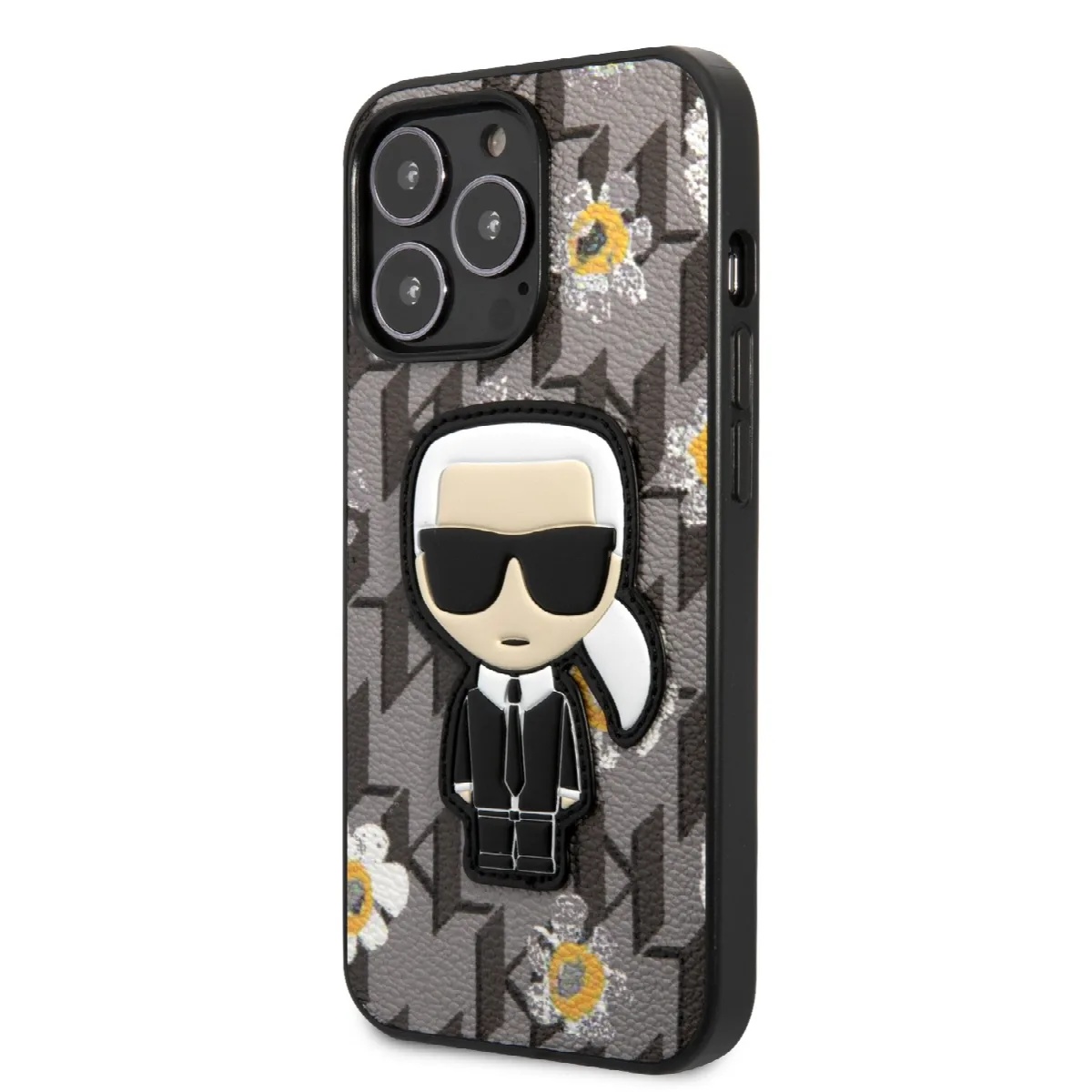 Karl Lagerfeld Flower Mono Ikonik Patch Case Θήκη προστασίας από δερματίνη – iPhone 13 Pro Γκρι – KLHCP13LPMNFIK1 – εικόνα 4