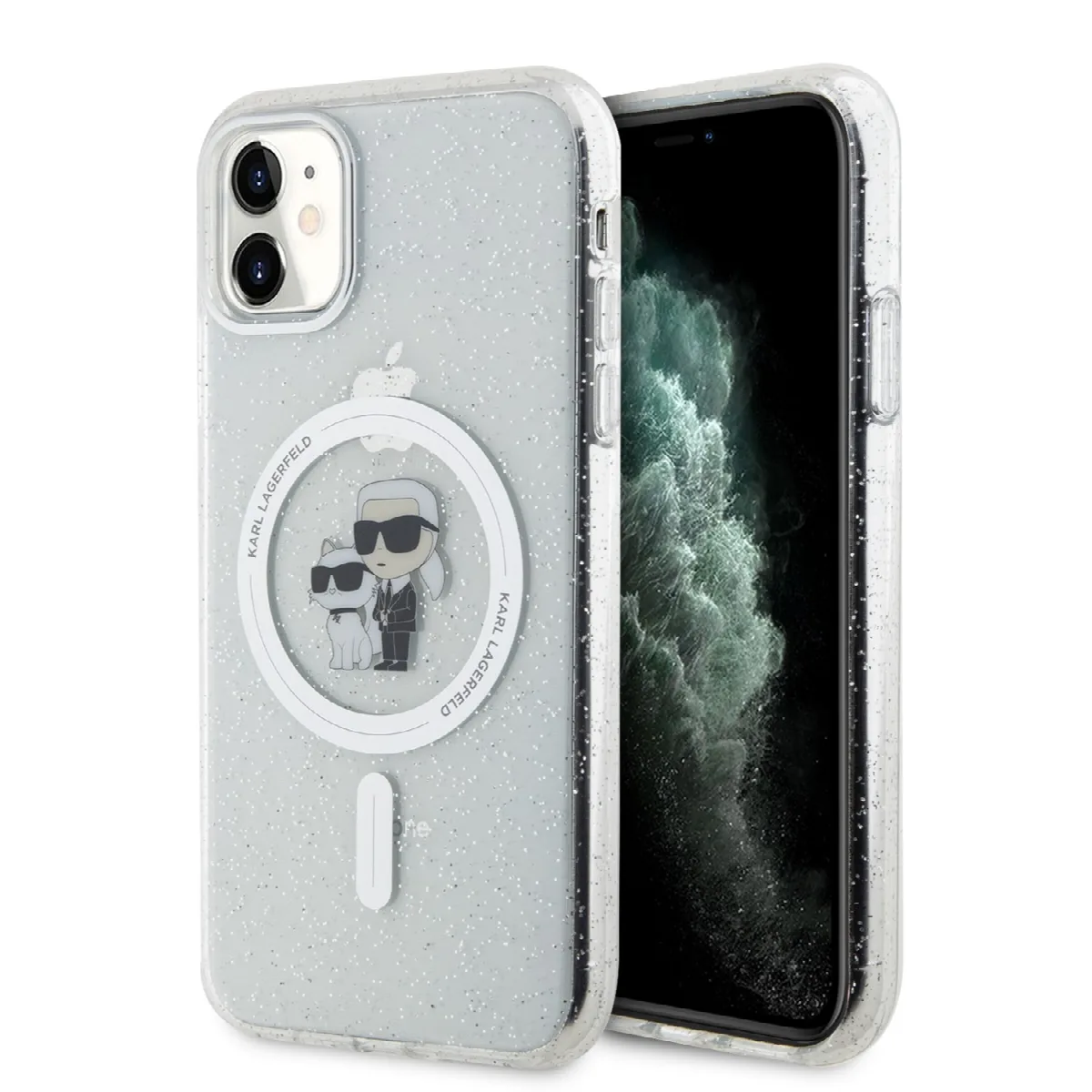Karl Lagerfeld Magsafe Ringstand Case IML Karl+Choupette Θήκη προστασίας από σκληρό πλαστικό για iPhone 11 Clear – KLHMN61HGKCNO