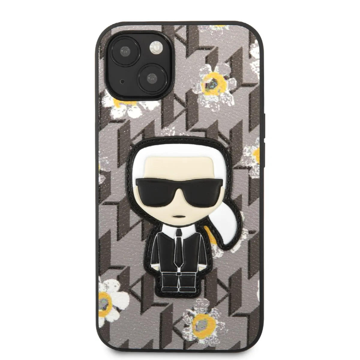 Karl Lagerfeld Flower Mono Ikonik Patch Case Θήκη προστασίας από δερματίνη – iPhone 13 Γκρι – KLHCP13MPMNFIK1 – εικόνα 2
