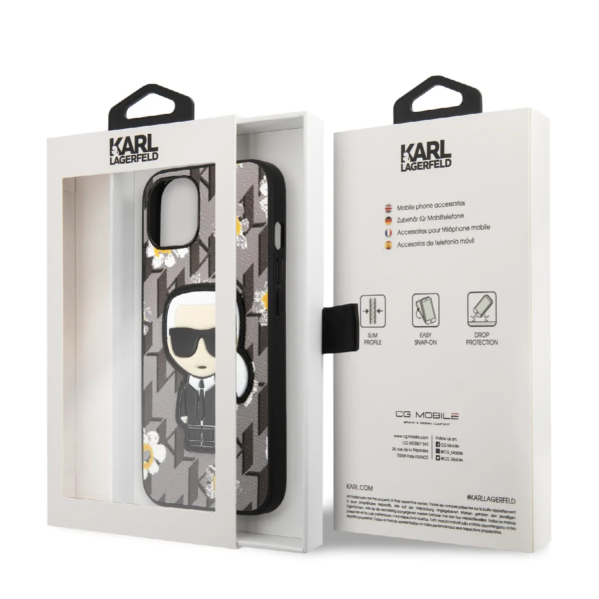 Karl Lagerfeld Flower Mono Ikonik Patch Case Θήκη προστασίας από δερματίνη – iPhone 13 Γκρι – KLHCP13MPMNFIK1 – εικόνα 4