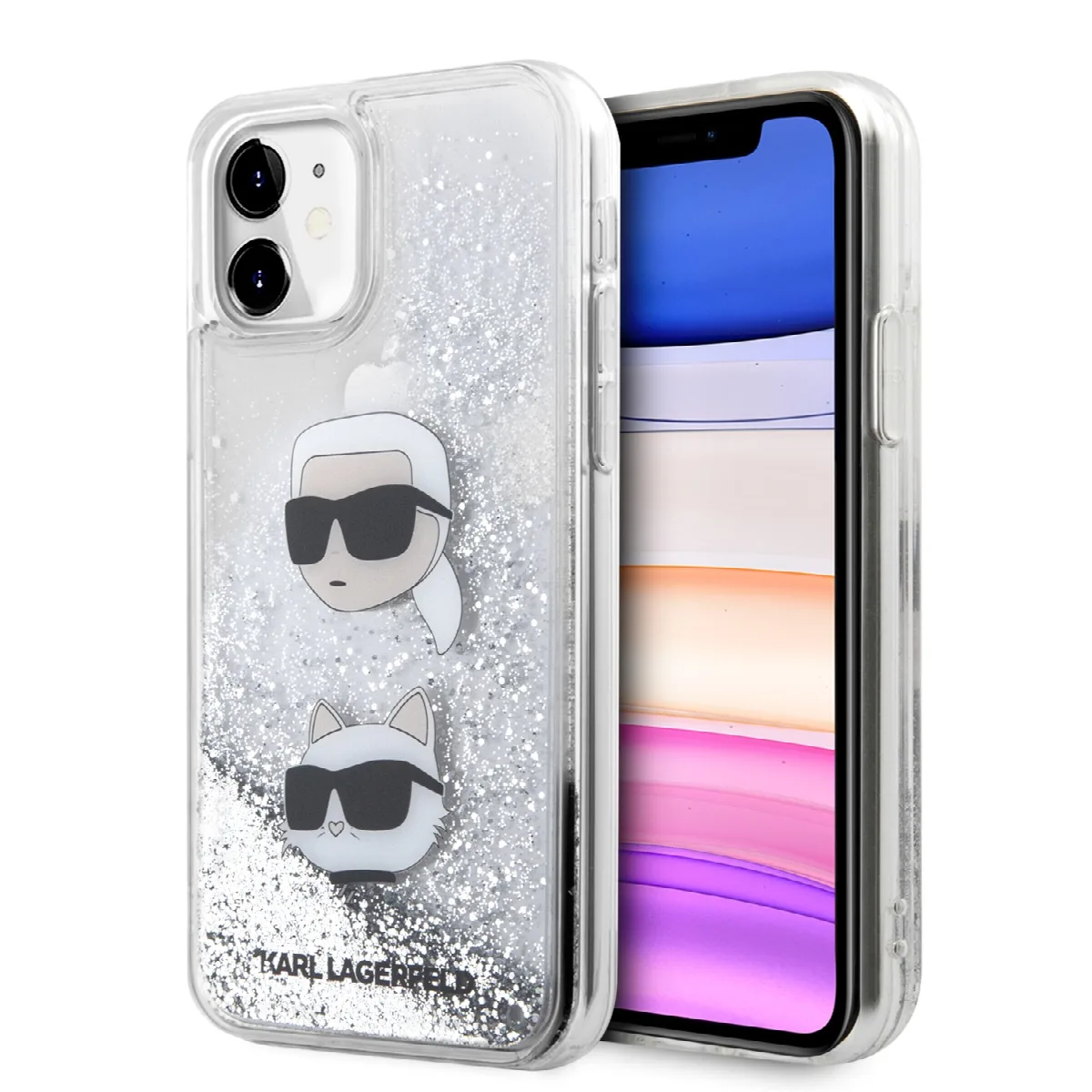 Karl Lagerfeld Karl + Choupette Liquid Glitter Case Θήκη προστασίας από σιλικόνη – iPhone 11 Black – KLHCN61LDHKCNS