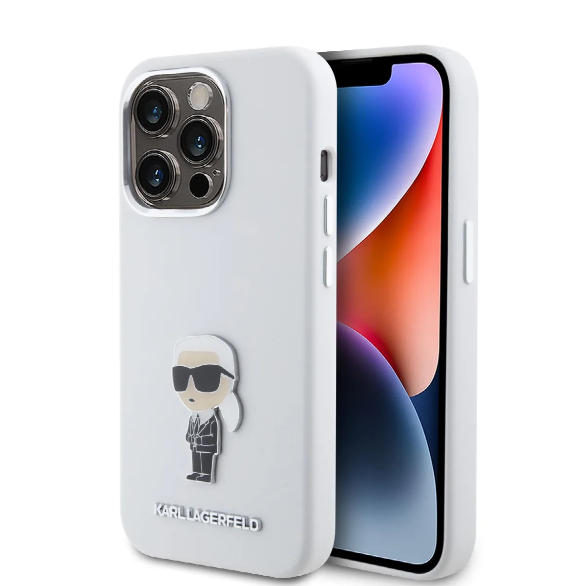Karl Lagerfeld Ikonik Metal Pin Hard Case Θήκη προστασίας από σιλικόνη – iPhone 15 Pro White – KLHCP15LSMHKNPH