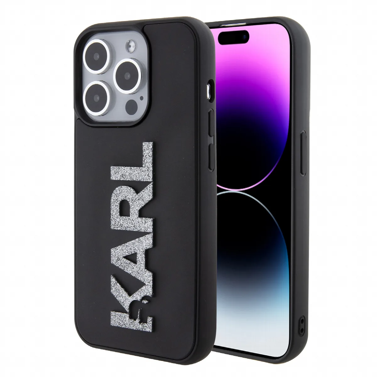 Karl Lagerfeld “Karl 3D Logo Glitter Cover” Hard Case Θήκη προστασίας από σιλικόνη – iPhone 15 Pro Glitter / Black – KLHCP15L3DM