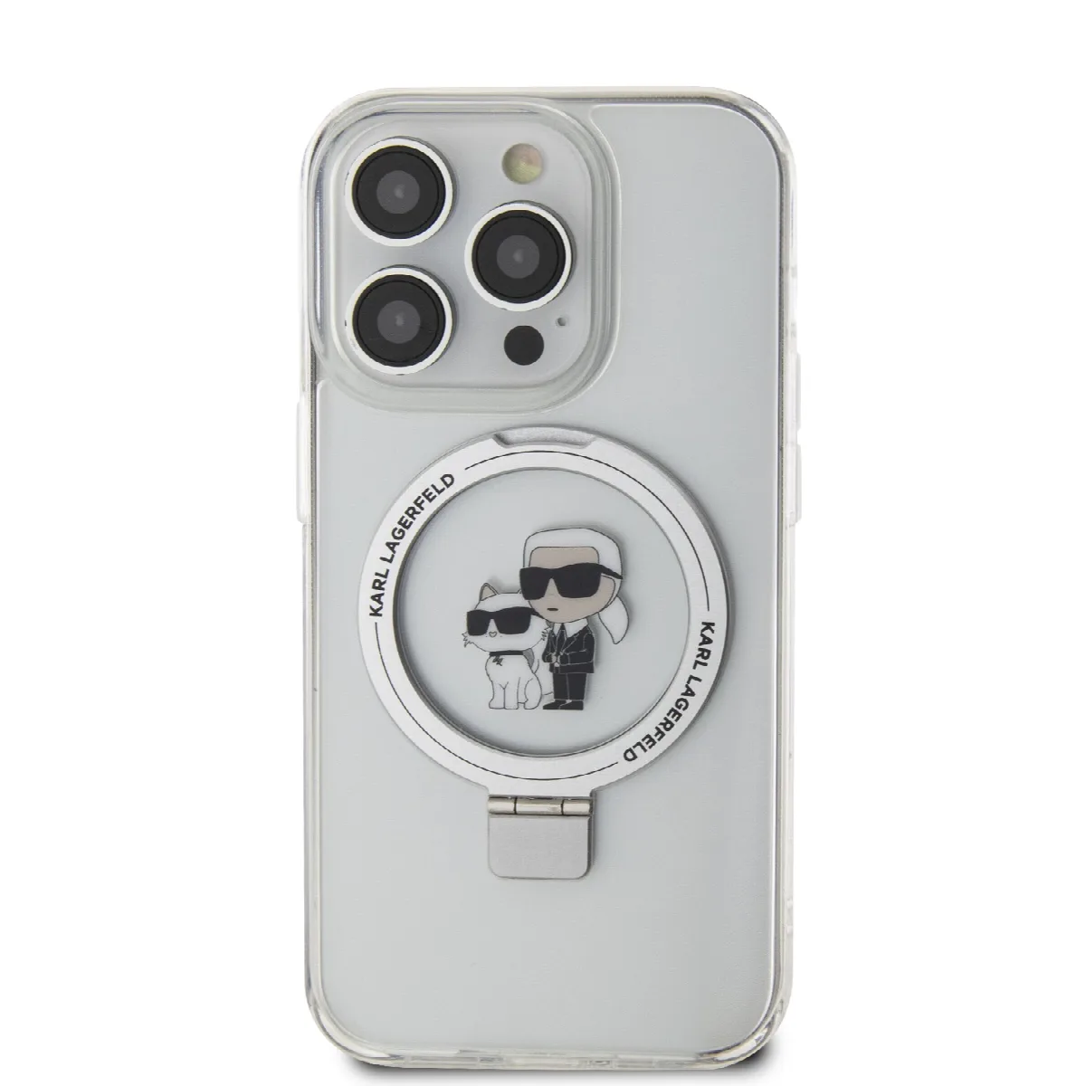 Karl Lagerfeld Magsafe Ringstand Case "Karl & Choupette's Head" Θήκη προστασίας από σκληρό πλαστικό για iPhone 15 Pro Max White – εικόνα 4