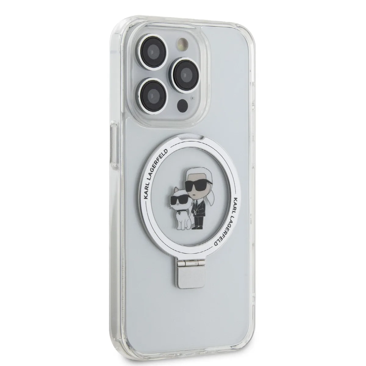 Karl Lagerfeld Magsafe Ringstand Case "Karl & Choupette's Head" Θήκη προστασίας από σκληρό πλαστικό για iPhone 15 Pro Max White – εικόνα 2
